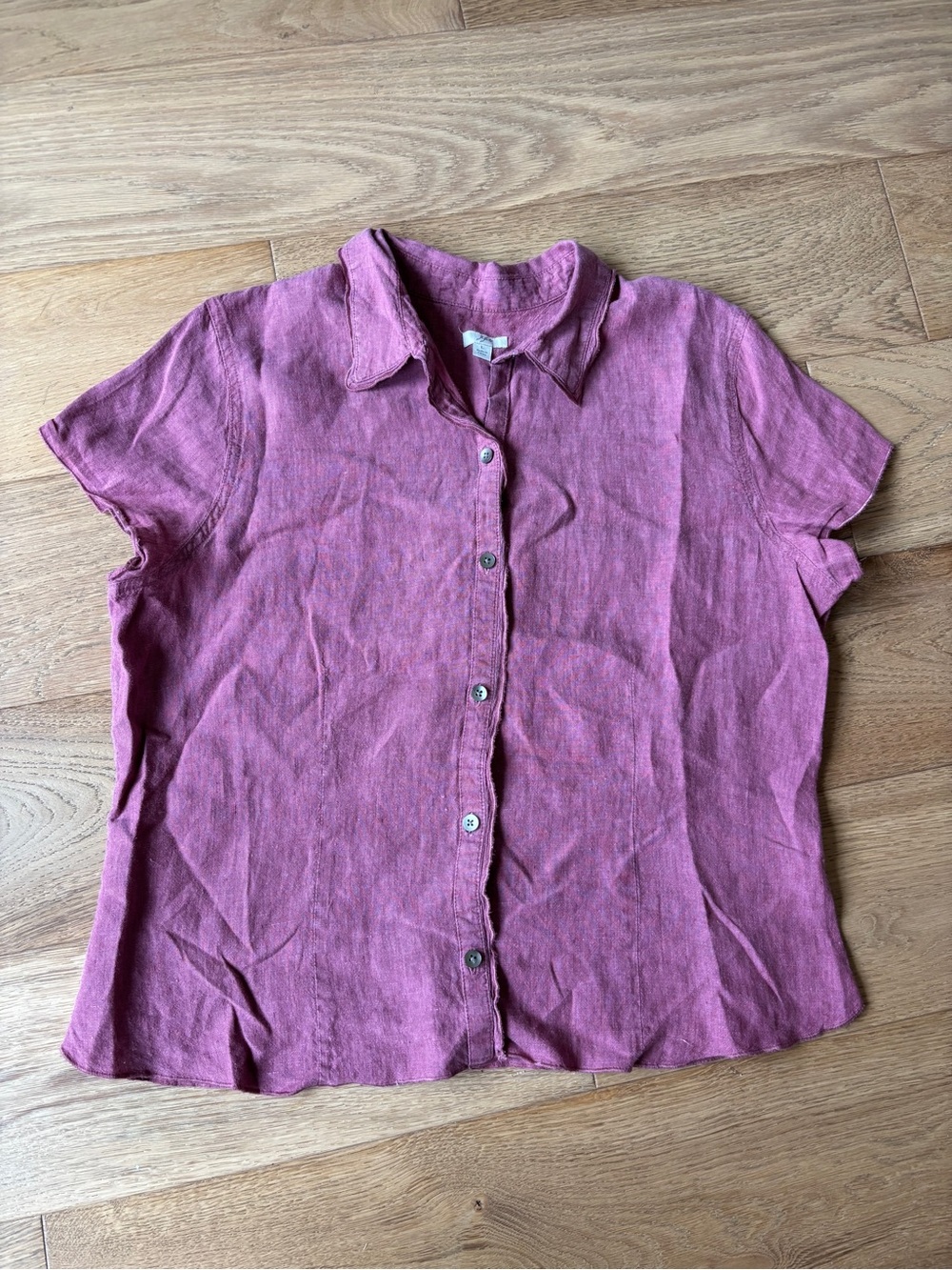 J.jill 100% linen short sleeve button down blouse boxy fit women’s large